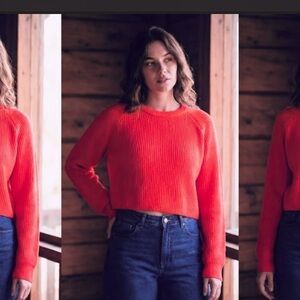 Super soft Neon Pink Stretchy Sweater Cropped Sweater size Large